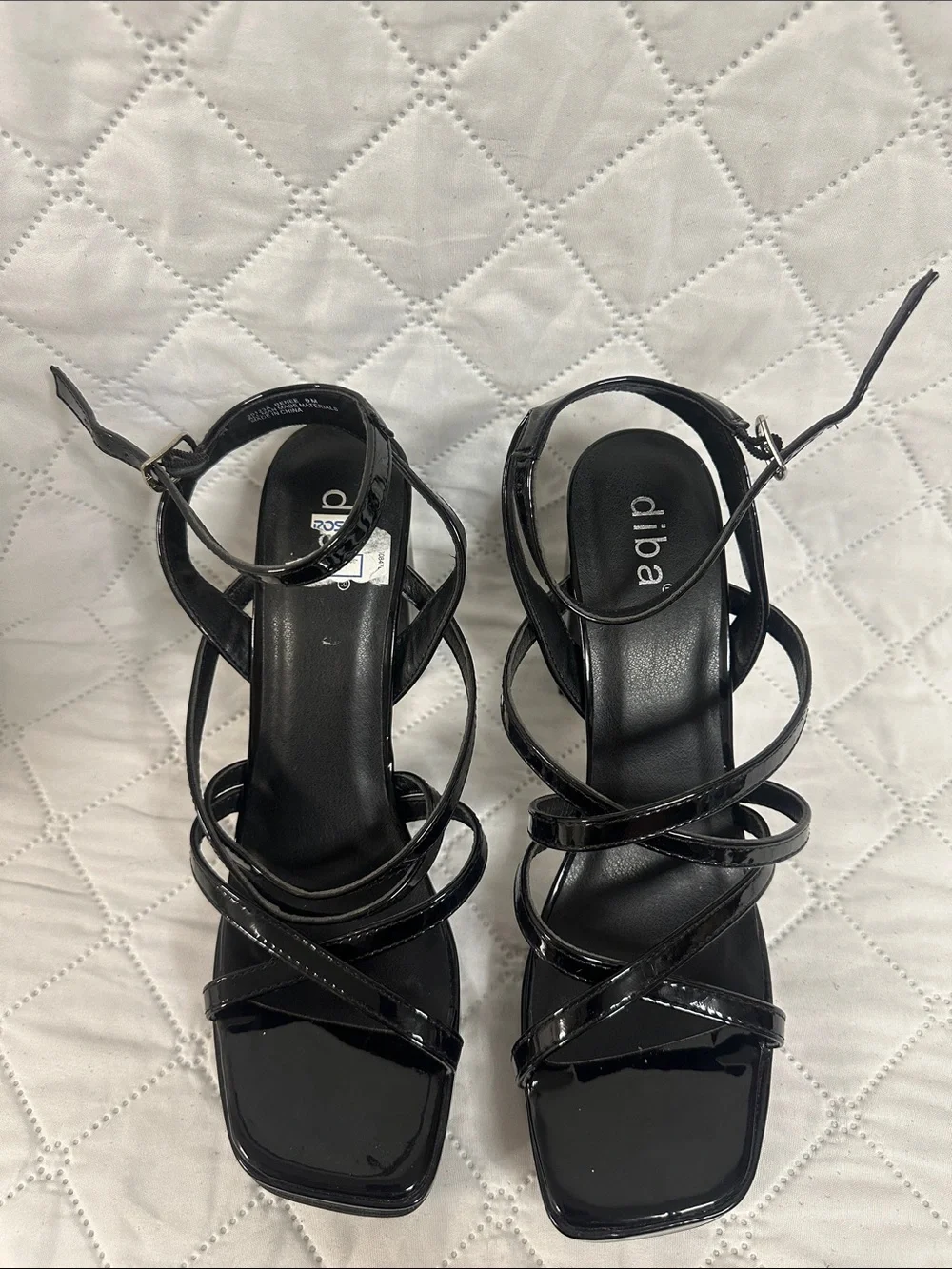Diba Black Patent Strappy Platform Sandals